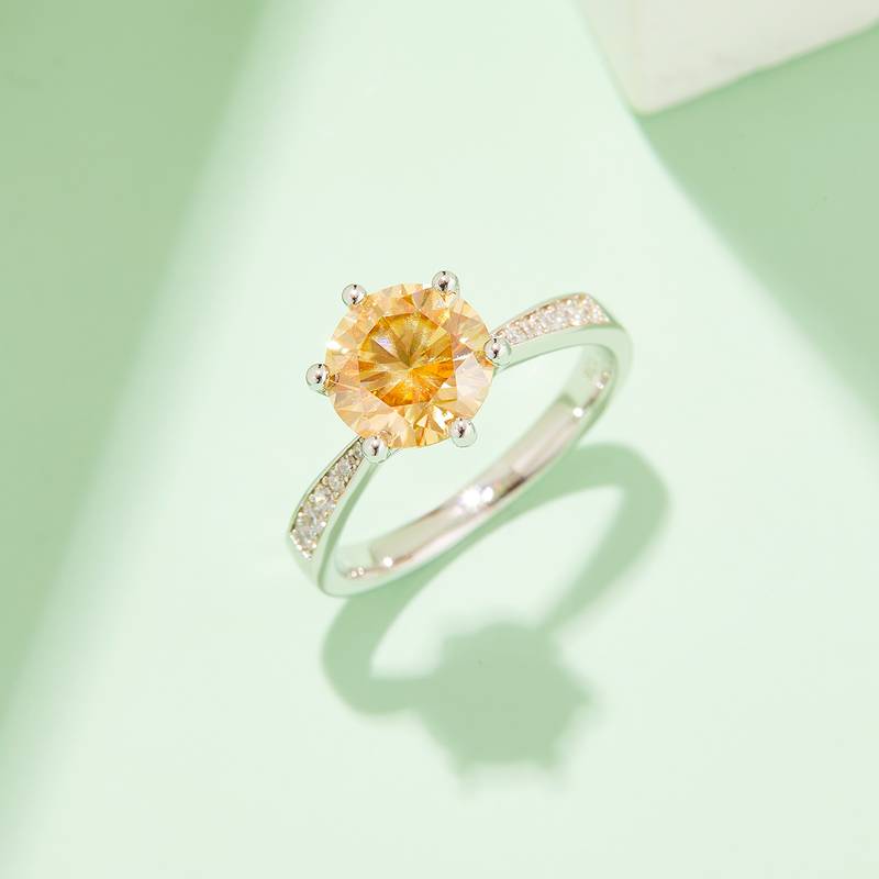 微镶灵动S925银镀白金MoissaniteWomen's Ring1.5ctD级